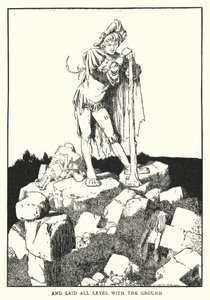 En legde alles gelijk met de grond (litho) door William Heath Robinson
