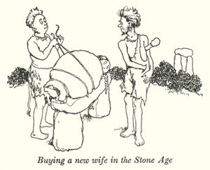 Een nieuwe vrouw kopen in de Steentijd door William Heath Robinson