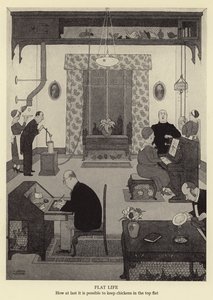 Plat leven, hoe het eindelijk mogelijk is om kippen te houden in het bovenste appartement door William Heath Robinson