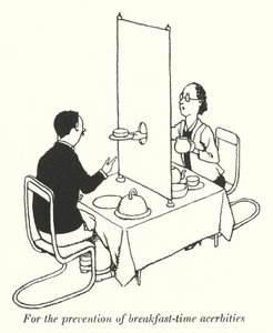 Voor de preventie van ochtendhumeuren tijdens het ontbijt door William Heath Robinson