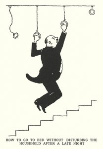Hoe naar bed te gaan zonder het huishouden te storen na een late avond door William Heath Robinson