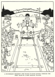 Illustratie voor Railway Ribaldry door W Heath Robinson door William Heath Robinson