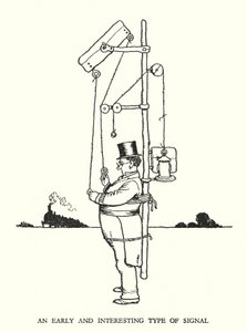 Illustratie voor Railway Ribaldry door W Heath Robinson (litho)
