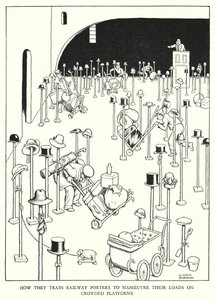 Illustratie voor Railway Ribaldry door W Heath Robinson door William Heath Robinson