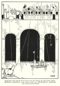 Illustratie voor Railway Ribaldry door W Heath Robinson door William Heath Robinson