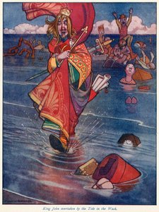 Koning Jan ingehaald door het Tij in de Wash door William Heath Robinson