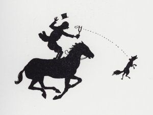 Man op paard katapulteert vos door William Heath Robinson