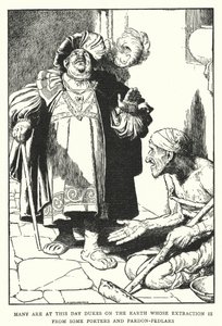 Velen zijn tegenwoordig Hertogen op aarde wiens afkomst van sommige dragers en pardon-verkopers is (litho) door William Heath Robinson