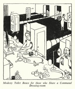 Bescheiden Toiletdozen voor degenen die een gemeenschappelijke kleedkamer delen door William Heath Robinson