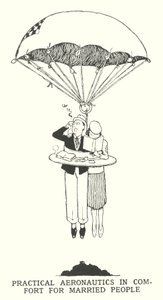 Praktische luchtvaart in comfort voor getrouwde mensen (litho) door William Heath Robinson