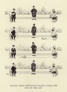 Verkoop van Ierse sweepstake-loten onder het oog van de wet door William Heath Robinson