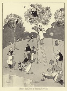 Lenteschoonmaak in Highgate woods door William Heath Robinson