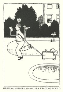 Inspannende poging om een lastig kind te vermaken (litho) door William Heath Robinson