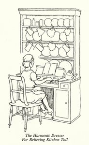 De harmonische dressoir voor het verlichten van keukentaken door William Heath Robinson