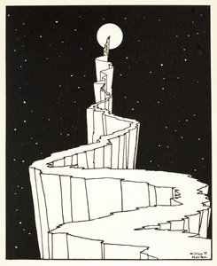 Het pad naar de maan, uit Een boek met afbeeldingen, uitgegeven 1898 (gravure)