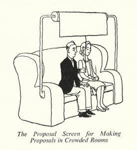 Het Voorstel Scherm voor Het Doen van Voorstellen in Drukke Kamers door William Heath Robinson