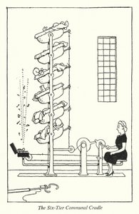 De zeslaagse gemeenschappelijke wieg door William Heath Robinson