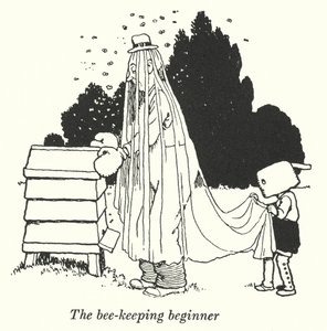 De beginnende imker (litho) door William Heath Robinson