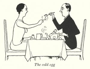Het koude ei (litho) door William Heath Robinson