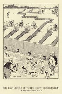 De nieuwe methode om geurdiscriminatie bij jonge vossen te testen door William Heath Robinson