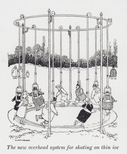 Het nieuwe bovengrondse systeem voor schaatsen op dun ijs door William Heath Robinson