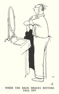 Wanneer de knopen van de rugbeugels eraf vallen (litho) door William Heath Robinson