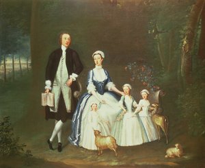 Baptist Noel, 4e Graaf van Gainsborough en zijn vrouw, Elizabeth, met hun kinderen