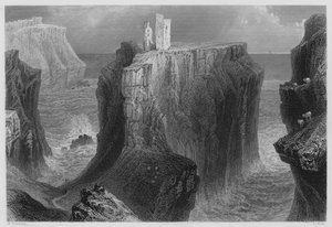 Dunseverick Kasteel, County Antrim (gravure)