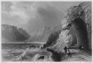 Glenariff, County Antrim (gravure) door William Henry (after) Bartlett