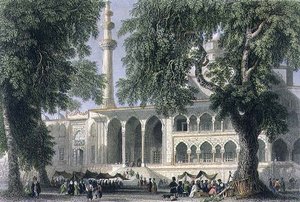 Yeni Djami, of Moskee van de Sultana Valide, Istanbul, gegraveerd door J.C. Varrall, c.1850 door William Henry (after) Bartlett