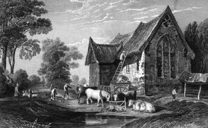 Coggeshall Abbey, Essex, gepubliceerd door George Virtue, 1833