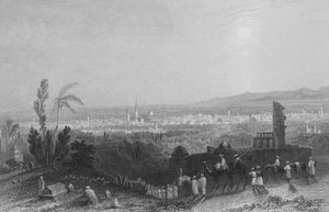 Damascus, van boven Salahyeh door William Henry Bartlett