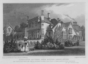 Endsleigh Cottage, bij Milton Abbot, Devon (gravure)