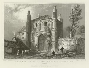 Poort van de abdij van St. John, Colchester, Essex door William Henry Bartlett