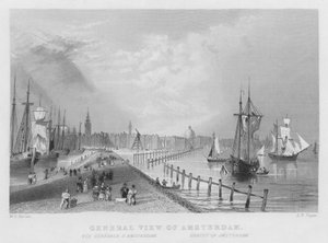 Algemeen uitzicht op Amsterdam (gravure)
