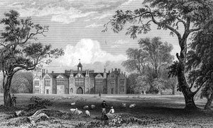 Gosfield Hall, Essex, gegraveerd door Robert Sands, 1832 door William Henry Bartlett
