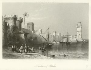 Haven van Rhodos door William Henry Bartlett