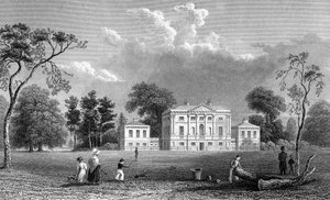 Hare Hall, Essex, gegraveerd door E. Young, 1833