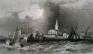 Harwich, vanaf de zee, Essex, gegraveerd door John Rogers, 1832