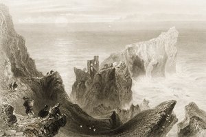 Kenbaan Castle, nabij Ballycastle, County Antrim, Noord-Ierland, uit 