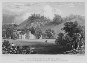 Kenwith Lodge, Noord-Devon (gravure) door William Henry Bartlett