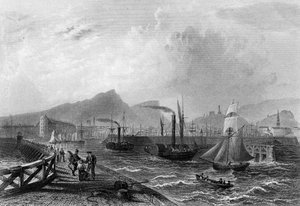 Leith Pier en haven, gegraveerd door Robert Wallis, ca. 1820 door William Henry Bartlett