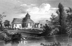 Little Maplestead Church, Essex, gegraveerd door Henry Wallis, 1832 door William Henry Bartlett