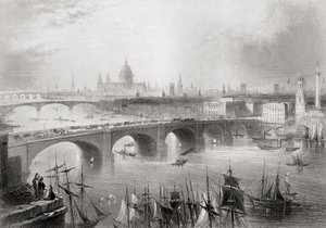 Londen, Southwark en Blackfriars bruggen over de rivier de Theems, Londen, Engeland, uit 