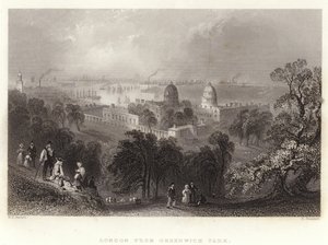 Londen vanuit Greenwich Park door William Henry Bartlett