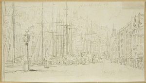 Kijkend langs Broad Quay vanaf de wijzerplaat door William Henry Bartlett