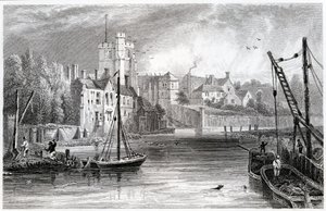 Maidstone vanaf het water, Kent, 1832 door William Henry Bartlett