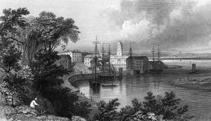 Mistley Quay, nabij Harwich, Essex, gegraveerd door John Rogers, 1832 door William Henry Bartlett