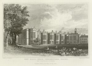 New Hall, nabij Chelmsford, Essex, nu bezet als een Klooster door William Henry Bartlett
