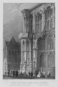 Deel van het Stadhuis, Gent door William Henry Bartlett